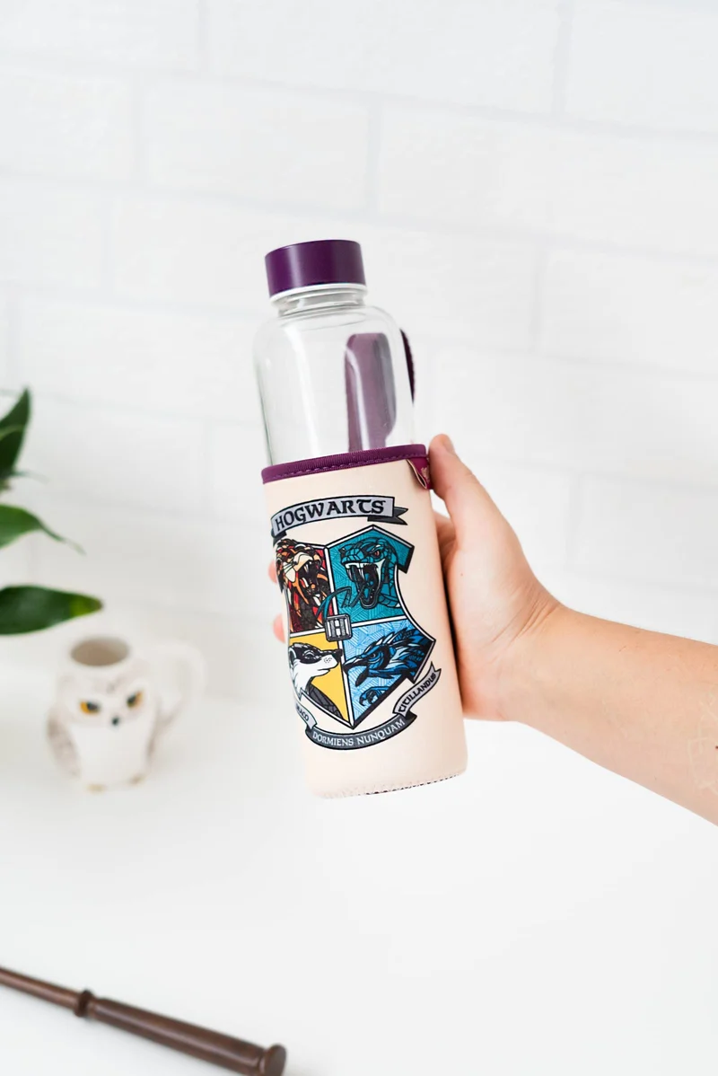 Harry Potter Glasflasche mit Hogwarts-Wappen