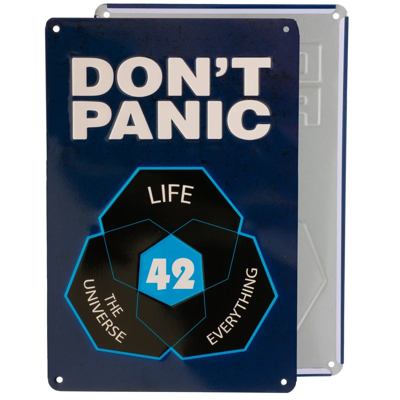 Blechschild Don't Panic 42