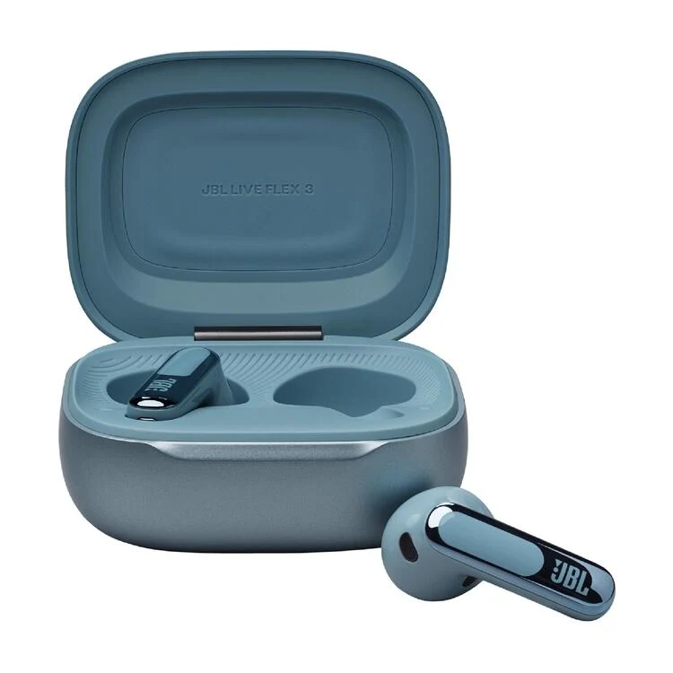 JBL Live Flex 3 | Casque intra-auriculaire - Sans fil - Réduction du bruit - Écran tactile 1,45" - Bleu