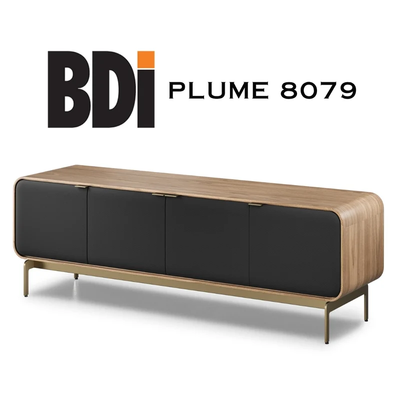 BDI Plume 8079 | Meuble multimédia 4 portes audio-vidéo/téléviseur jusqu'à 85 pouces