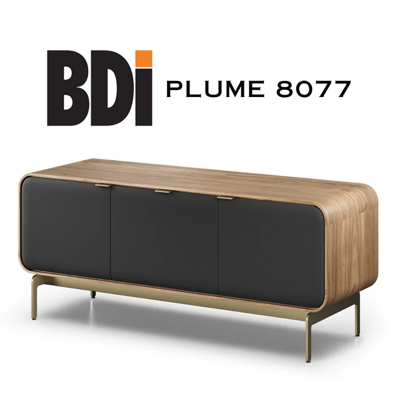 BDI Plume 8077 | Meuble multimédia 3 portes audio-vidéo/téléviseur jusqu'à 70 pouces