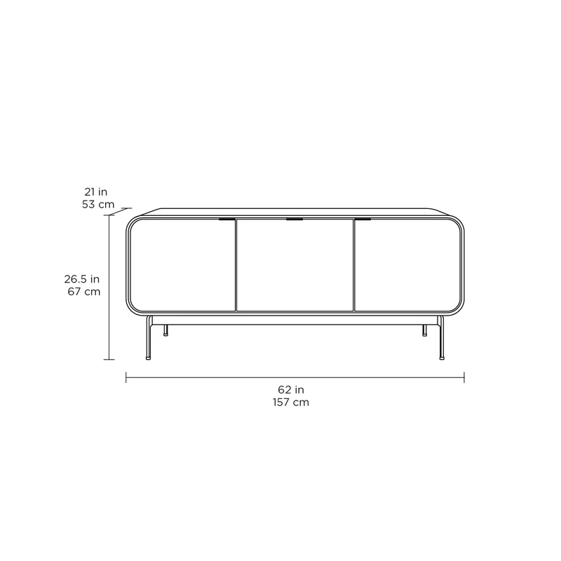 BDI Plume 8077 | Meuble multimédia 3 portes audio-vidéo/téléviseur jusqu'à 70 pouces