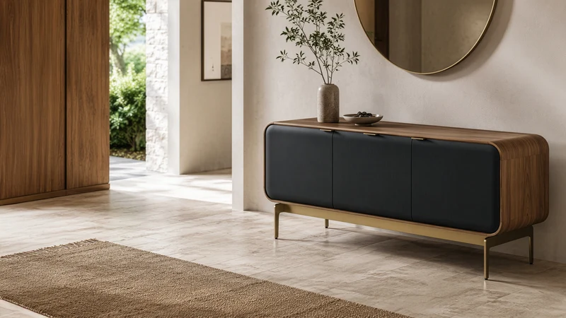 BDI Plume 8077 | Meuble multimédia 3 portes audio-vidéo/téléviseur jusqu'à 70 pouces