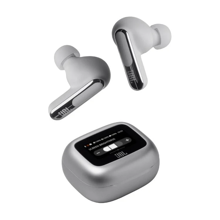 JBL Live Beam 3 | Casque intra-auriculaire - Écran tactile LED 1,45" - Argent