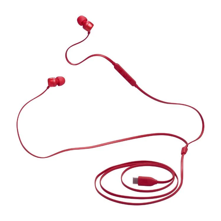 JBL Tune 310C | Casque intra-auriculaire - filaire - USB-C - télécommande 3 boutons - rouge