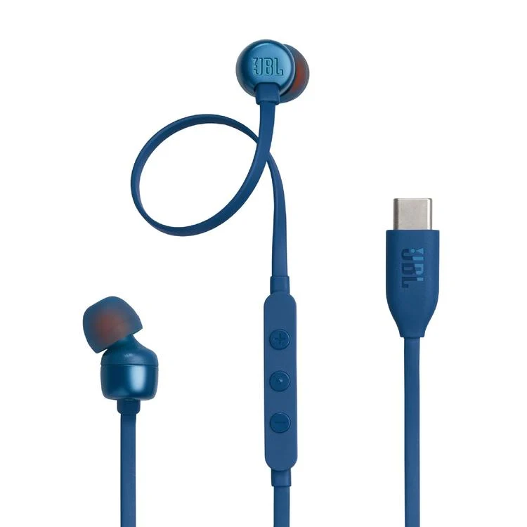 JBL Tune 310C | Casque intra-auriculaire - filaire - USB-C - télécommande 3 boutons - bleu