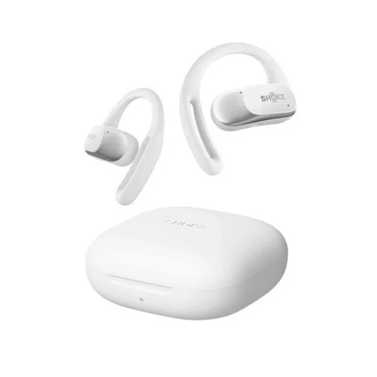 SHOKZ OpenFit Air | Casque à conduction osseuse - Jusqu'à 28 heures d'écoute - Bluetooth - Blanc