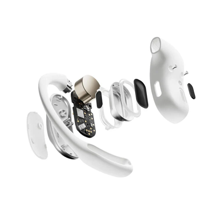 SHOKZ OpenFit Air | Casque à conduction osseuse - Jusqu'à 28 heures d'écoute - Bluetooth - Blanc