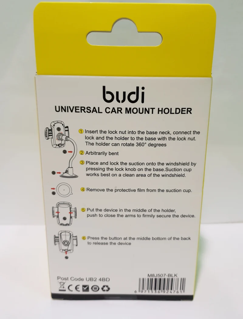 Budi Car Mount Holder For Smartphones 360 Rotation Adjustable Universal