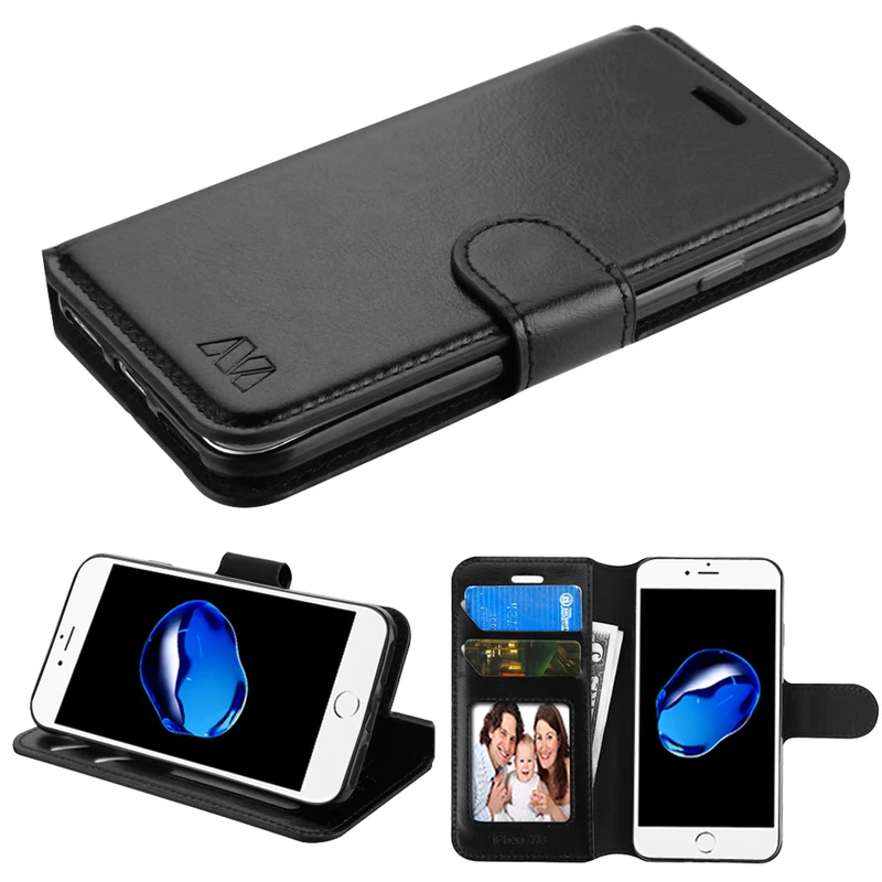 iPhone 7/8 Black Wallet Case Card Insert Stand Cover
