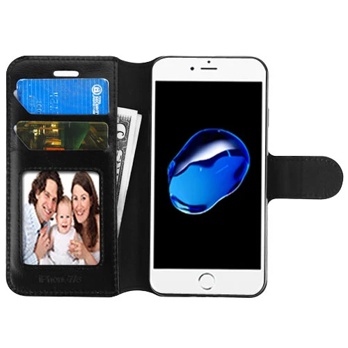 iPhone 7/8 Black Wallet Case Card Insert Stand Cover