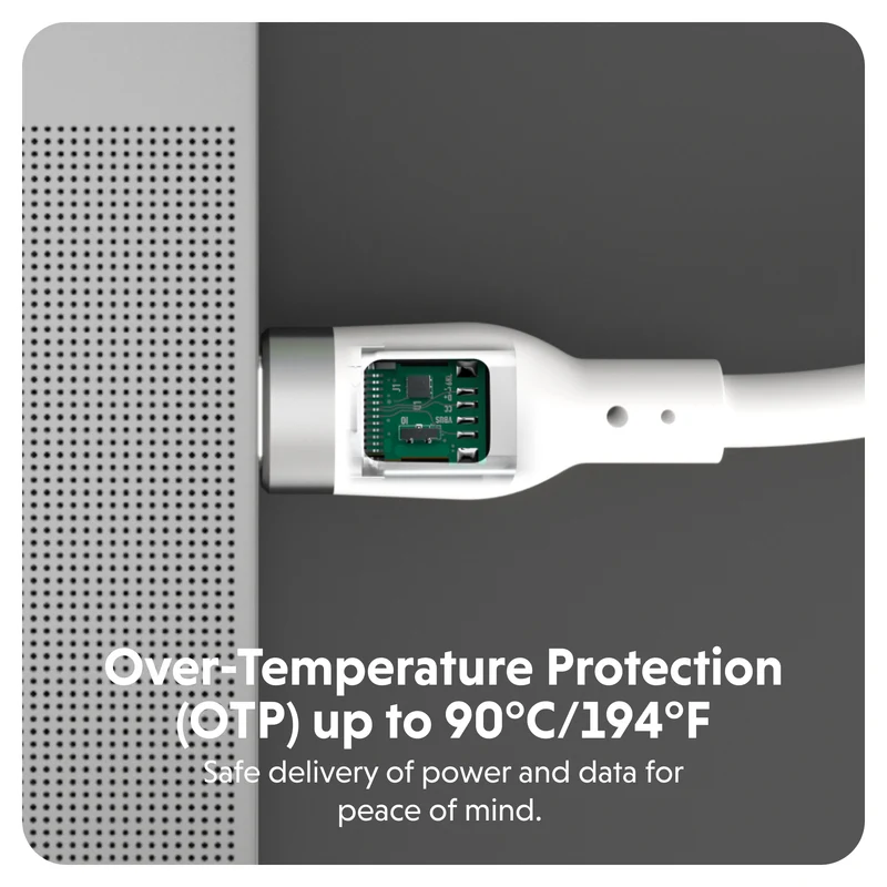 HyperJuice 240W Silicone USB-C to USB-C Cable (6ft/2m) - Blanc