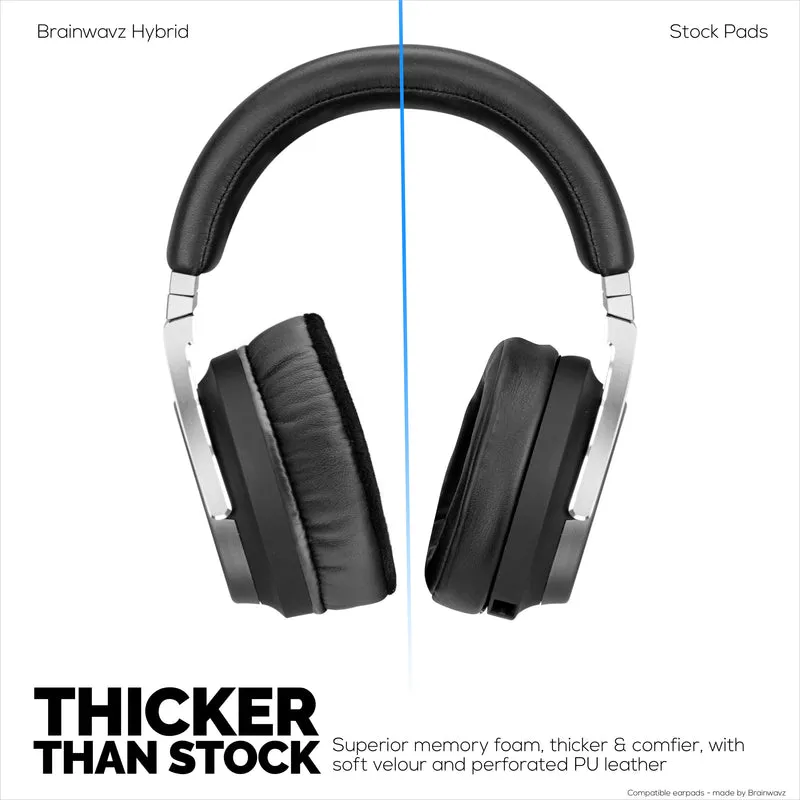 Oreillettes hybrides épaisses pour casque Corsair Virtuoso RGB (sans fil/XT/SE) – Mousse à mémoire de forme avec matériau hybride en velours et cuir PU