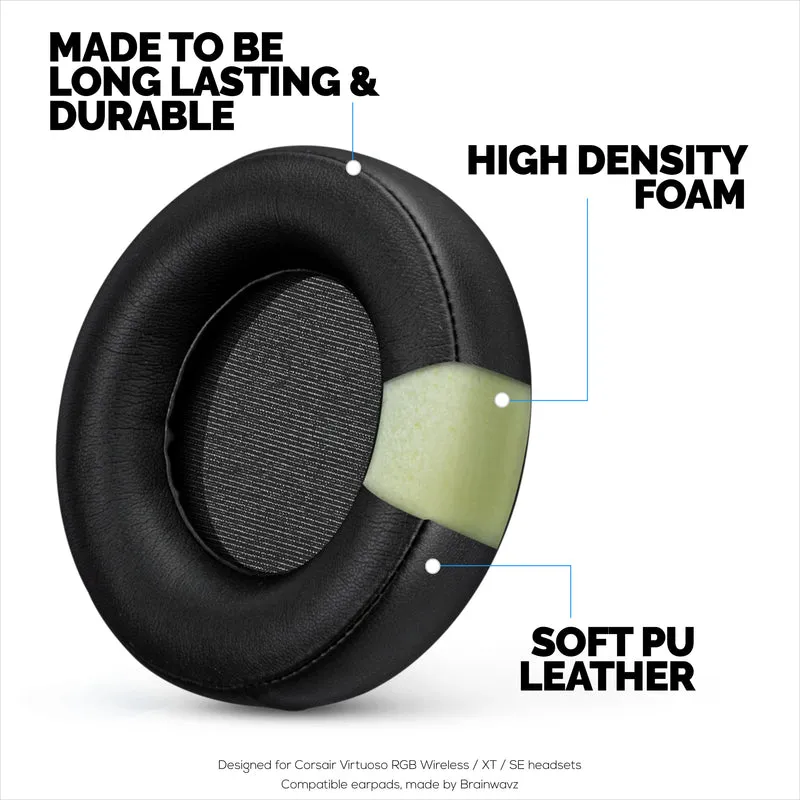 Oreillettes de remplacement pour casque de jeu Corsair Virtuoso RGB (sans fil/XT/SE), cuir PU souple et confort supplémentaire