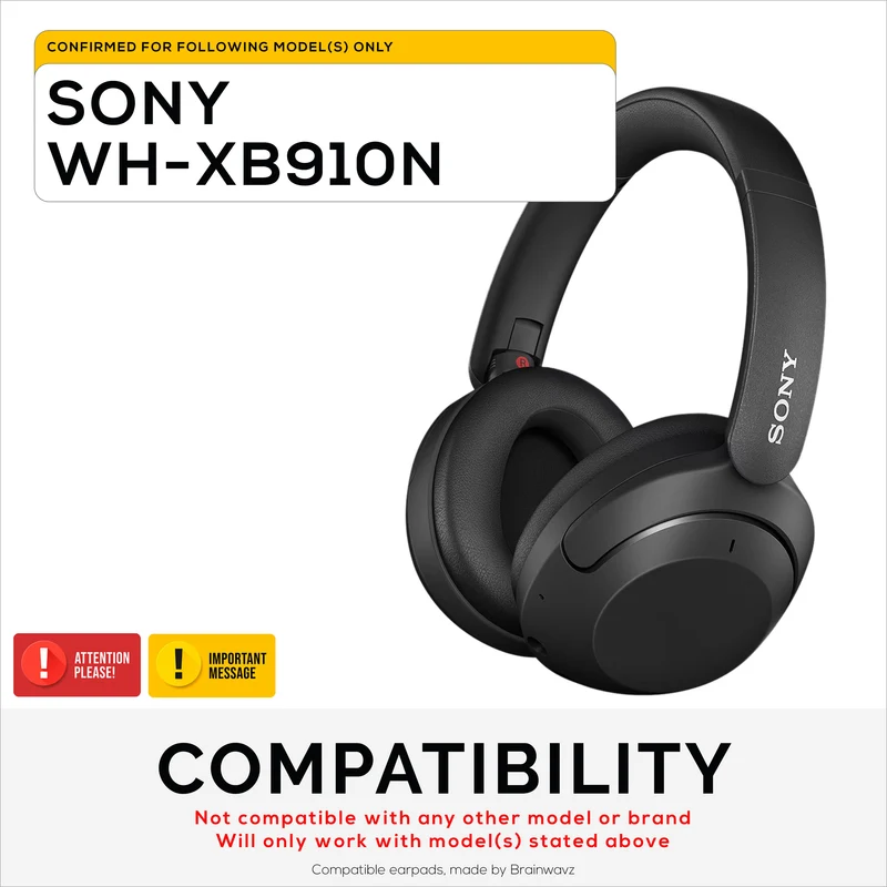 Oreillettes de remplacement pour écouteurs sans fil Sony WH-XB910N avec cuir PU souple et mousse à mémoire de forme