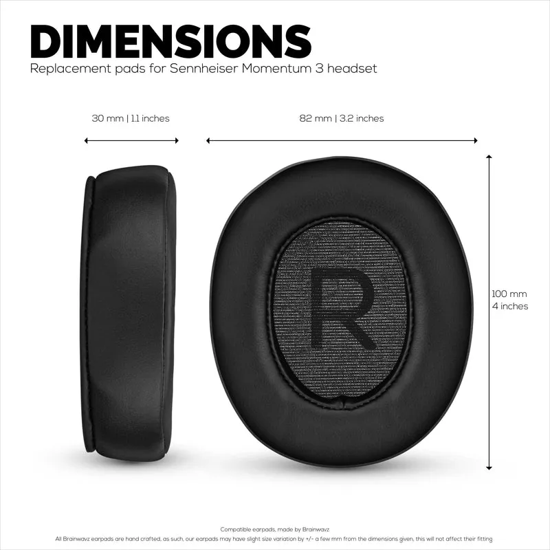 Sennheiser Momentum 3 Oreillettes de rechange avec mousse à mémoire de forme épaisse et cuir PU souple