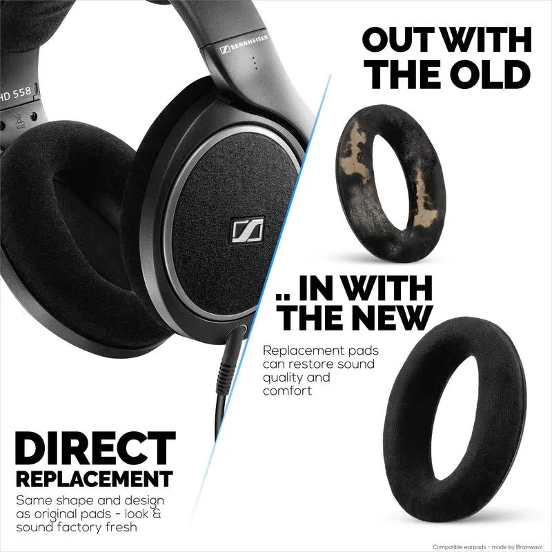 Oreillettes de remplacement pour Sennheiser HD598 (CS/SE/SR), HD599, HD558, HD518, HD595, HD569, HD579, HD560S, HD555, HD515, HD559, velours noir