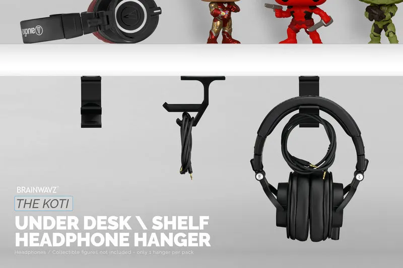 Koti - Support de suspension pour casque sous le bureau avec rangement pour câble