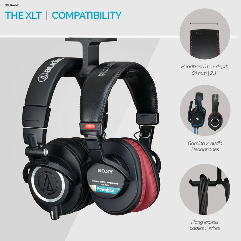 XLT - Support de suspension pour casque double sous le bureau