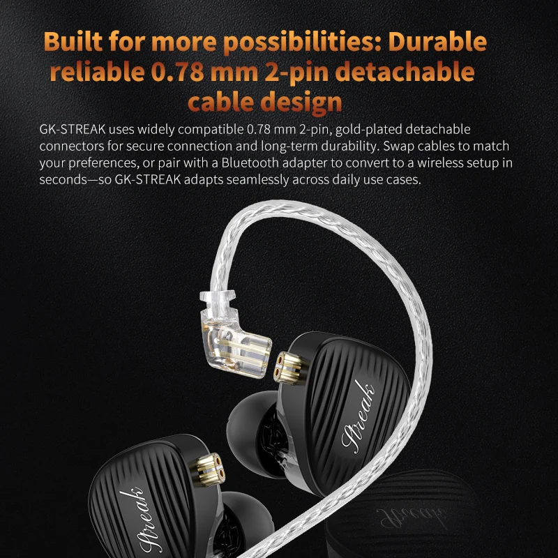 GK Streak Dynamic + Micro Planar Driver IEM With Mic