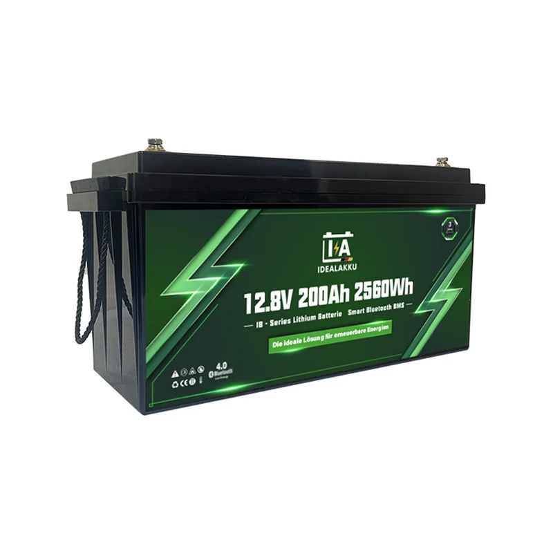 Batterie Lithium LiFePO4 12.8V 200Ah IDEALAKKU IB-12-200 Bluetooth BMS intégré – Remplacement AGM Gel