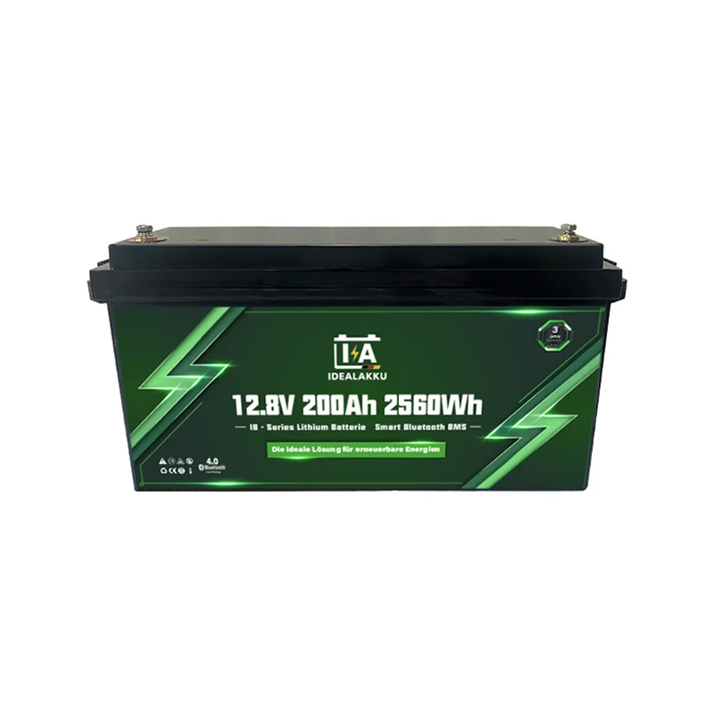Batterie Lithium LiFePO4 12.8V 200Ah IDEALAKKU IB-12-200 Bluetooth BMS intégré – Remplacement AGM Gel