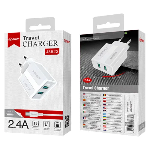 D-Power 2-port UBS power outlet + Type C cable J8522