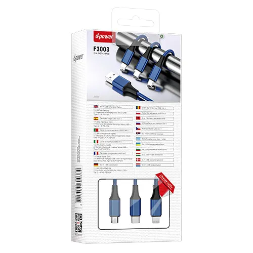 D-Power 3 in 1 Cable | Type-C | Lightning | Micro USB | F3003