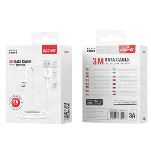 D-Power Micro USB Cable 3m 3A F3004