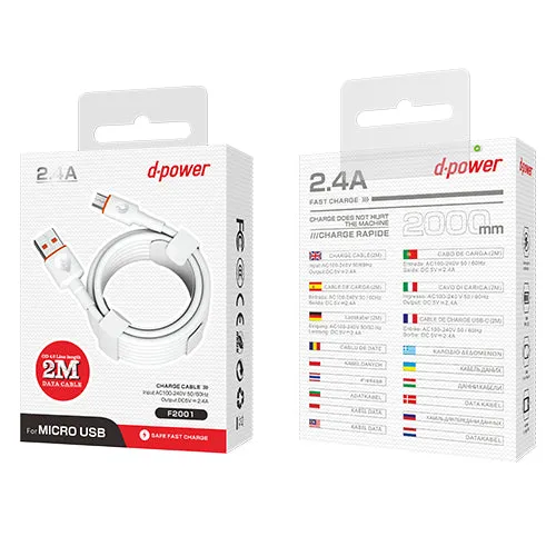 D-Power Micro USB Cable 2m 2.4A F2001