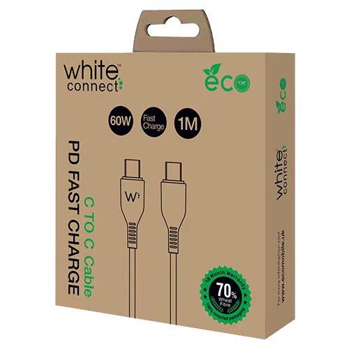 WHEAT FIBER CABLE - 1M PD TYPE C TO TYPE C - 3A WHITE CONNECT