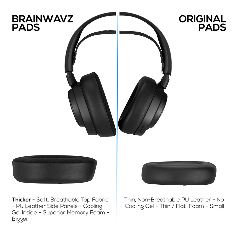 Casque sans fil Steelseries Arctis Nova Pro, coussinets Omni et Elite : gel hybride et mousse à mémoire de forme pour une épaisseur, une durabilité et une isolation sonore accrues