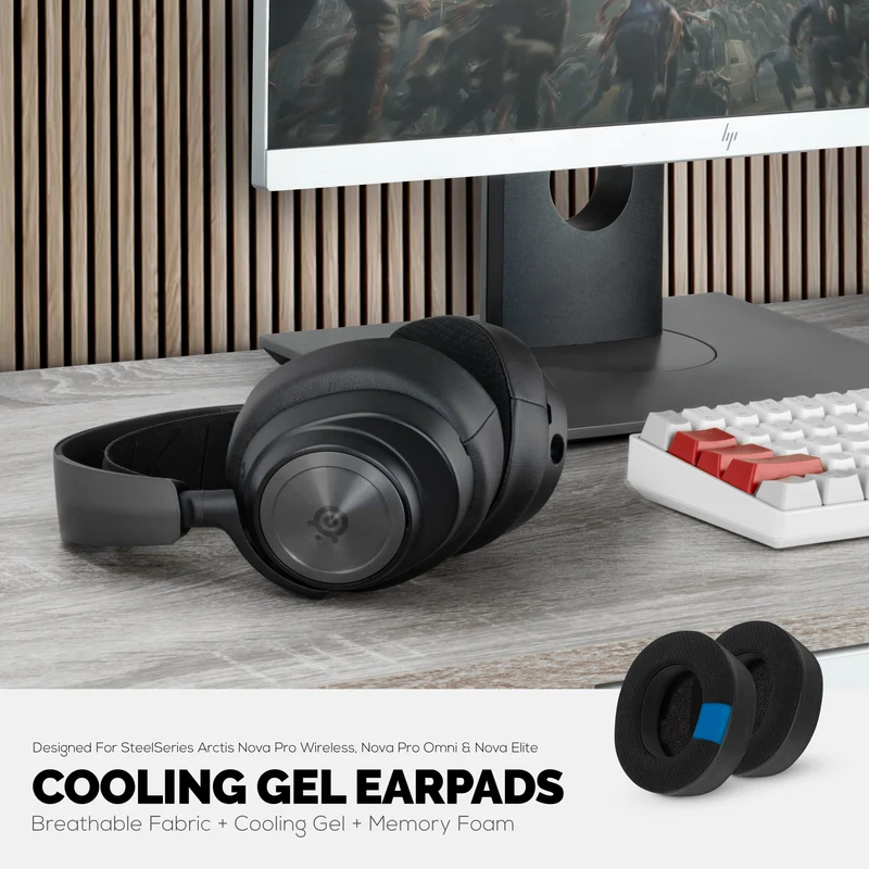 Casque sans fil Steelseries Arctis Nova Pro, coussinets Omni et Elite : gel hybride et mousse à mémoire de forme pour une épaisseur, une durabilité et une isolation sonore accrues