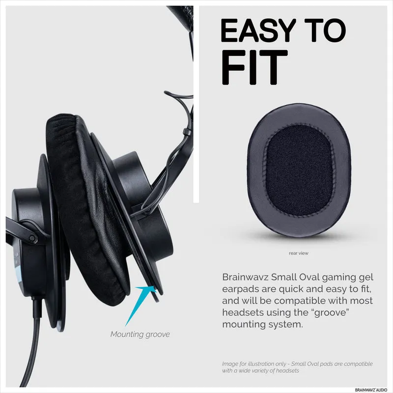 Coussinets de casque de jeu améliorés - Petit ovale - Micro suède avec gel de refroidissement et mousse à mémoire de forme pour Steelseries, Hyperx, Sony MDR-7506, AKG, Turtlebeach, Sennheiser et plus (Micro suède)
