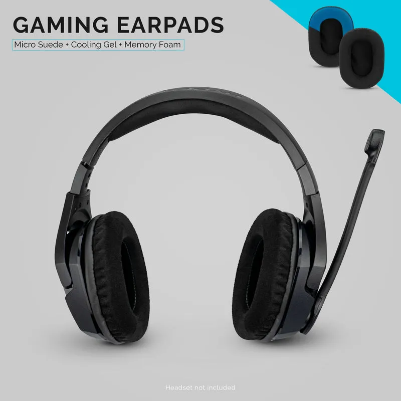 Coussinets de casque de jeu améliorés - Petit ovale - Micro suède avec gel de refroidissement et mousse à mémoire de forme pour Steelseries, Hyperx, Sony MDR-7506, AKG, Turtlebeach, Sennheiser et plus (Micro suède)
