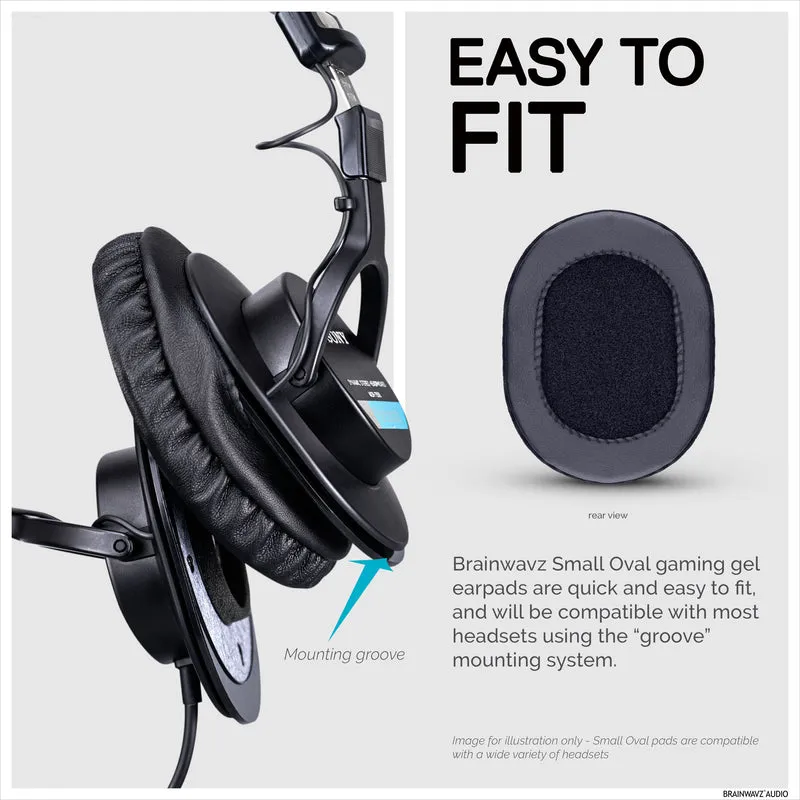 Coussinets de casque de jeu améliorés - Petit ovale - Cuir PU avec gel de refroidissement et mousse à mémoire de forme pour Steelseries, Hyperx, Sony MDR-7506, AKG, Turtlebeach, Sennheiser et plus