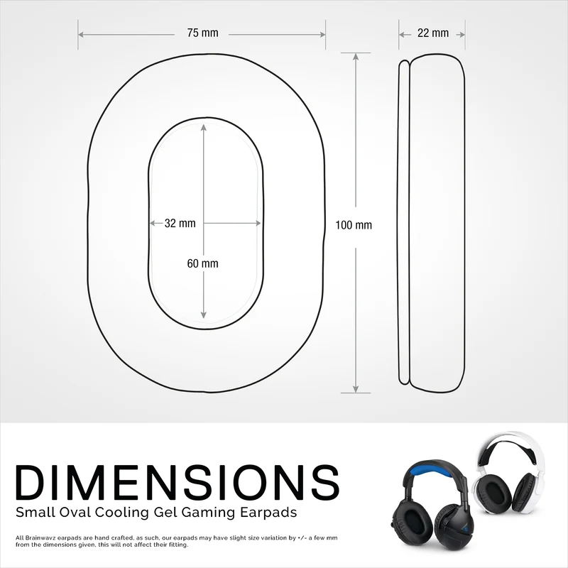 Coussinets de casque de jeu améliorés - Petit ovale - Cuir PU avec gel de refroidissement et mousse à mémoire de forme pour Steelseries, Hyperx, Sony MDR-7506, AKG, Turtlebeach, Sennheiser et plus