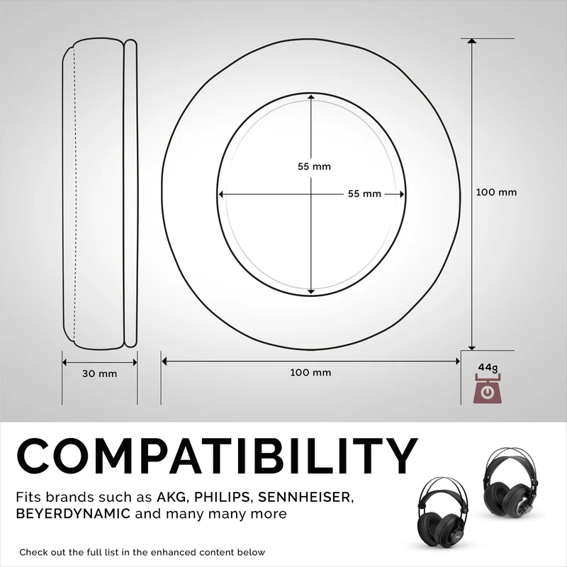 Coussinets d'oreille en mousse à mémoire de forme pour casque - ronds - perforés