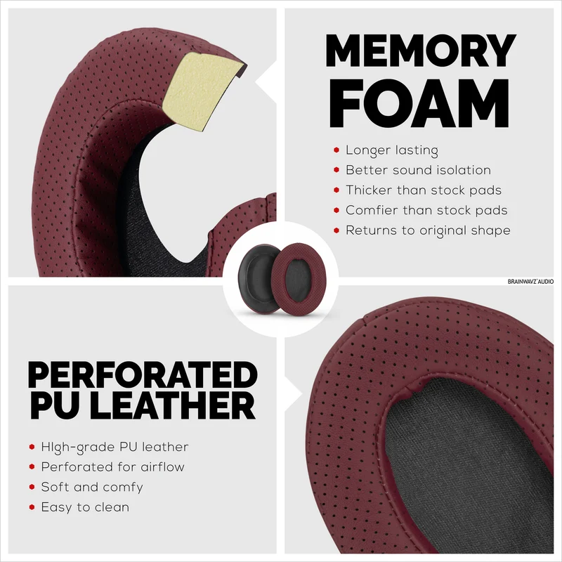 Coussinets d'oreille en mousse à mémoire de forme pour casque - ovales - perforés