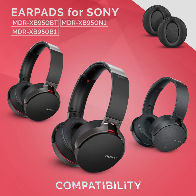Coussinets de rechange Sony MDR-XB950BT - Convient aux autres casques de la série XB
