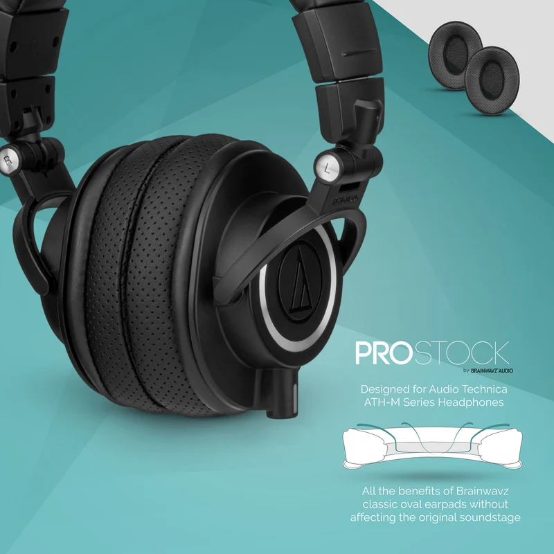 ProStock ATH M50X & M Series Coussinets de rechange - Forme personnalisée avec mousse à mémoire de forme - Perforé