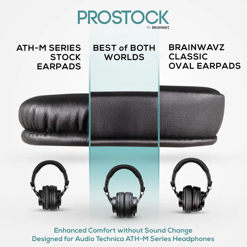 ProStock ATH M50X & M Series Coussinets de rechange - Forme personnalisée avec mousse à mémoire de forme - Cuir de mouton