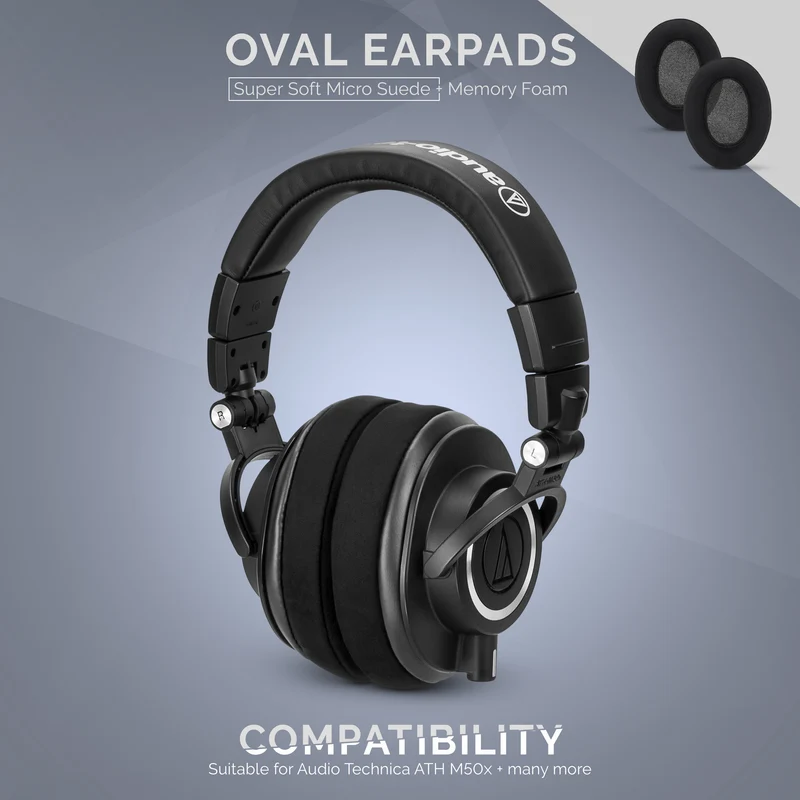 Oreillettes en mousse à mémoire de forme pour casque - ovales - micro suède