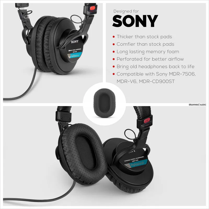 Coussinets de remplacement perforés SONY MDR-7506 Convient également aux écouteurs V6, CD900ST (PERF)