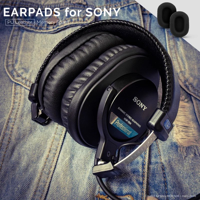 Oreillettes de rechange de qualité supérieure SONY MDR-7506 - Convient également aux écouteurs V6, CD900ST (PU)