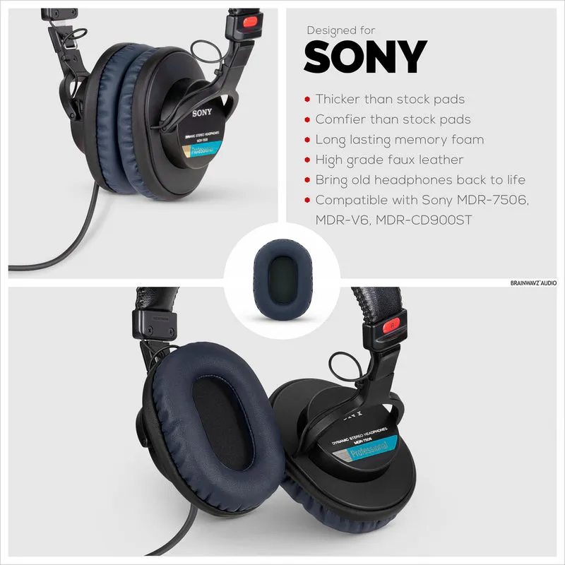 Oreillettes de rechange de qualité supérieure SONY MDR-7506 - Convient également aux écouteurs V6, CD900ST (PU)