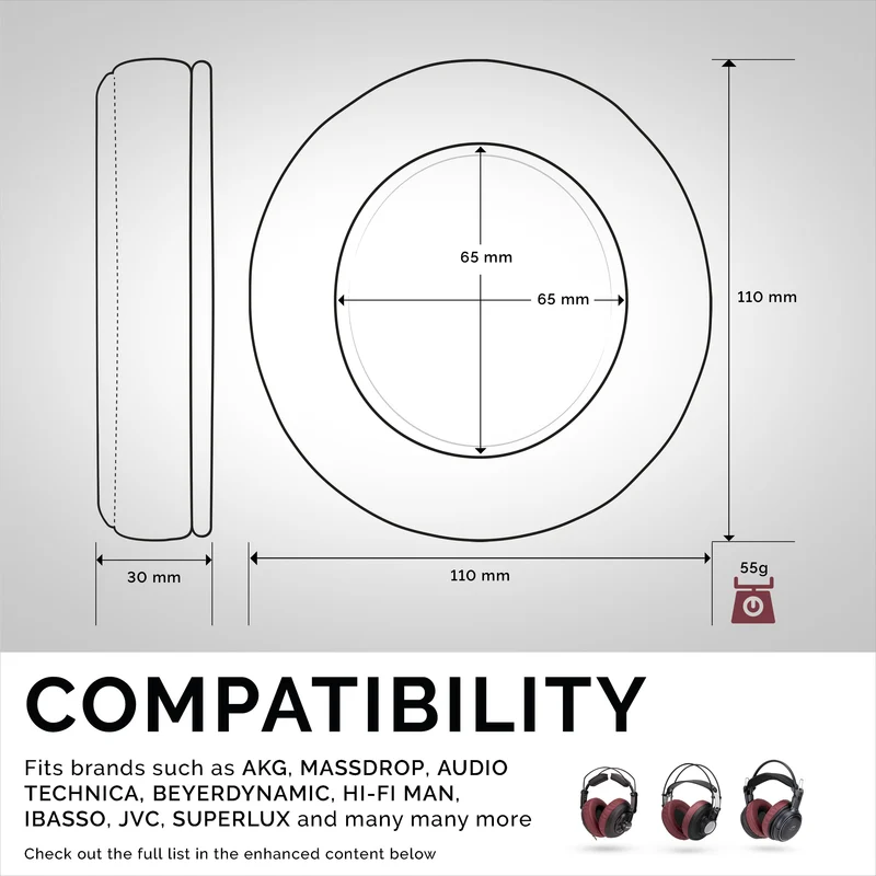 Coussinets d'oreille en mousse à mémoire de forme pour casque - XL - perforés