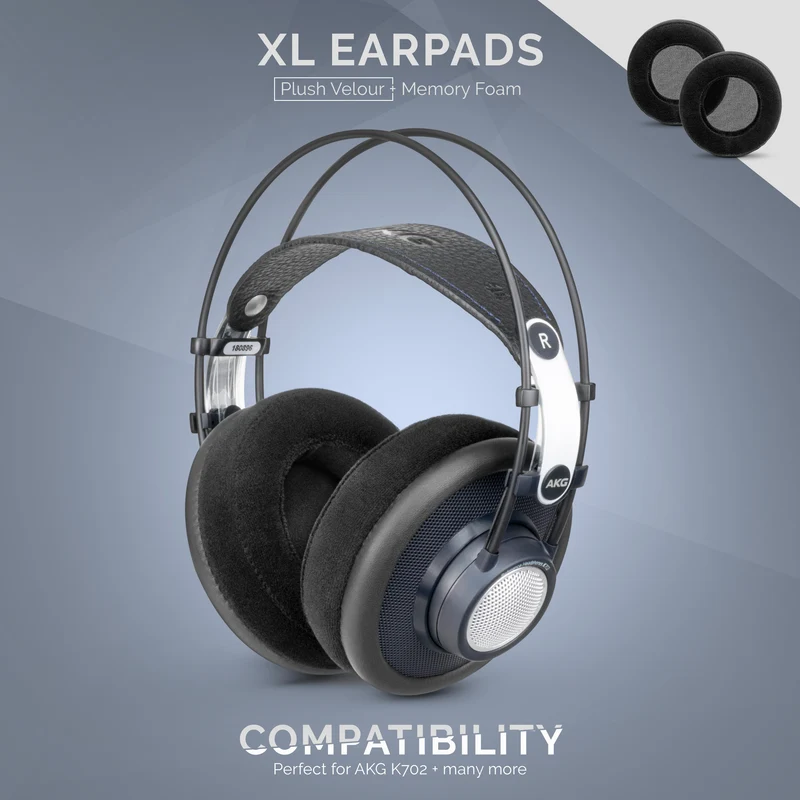 Oreillettes en mousse à mémoire de forme pour casque - Taille XL - Velours