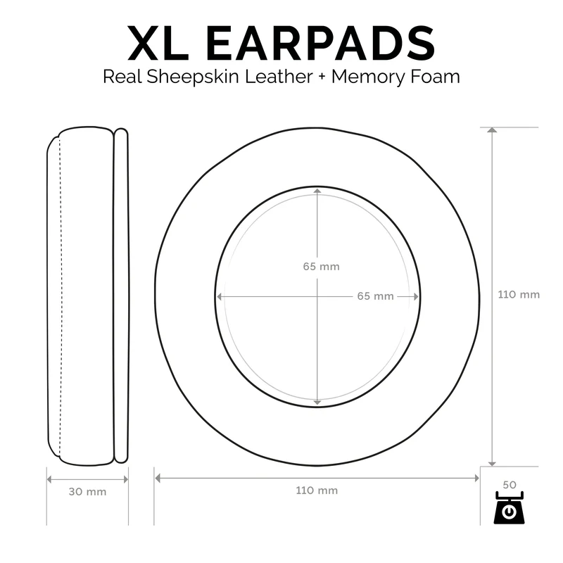 Oreillettes en mousse à mémoire de forme pour casque - Taille XL - Peau de mouton