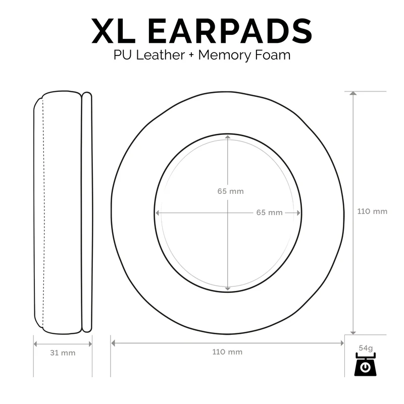 Coussinets d'oreille en mousse à mémoire de forme pour casque - Taille XL